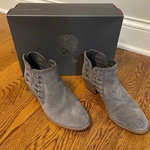 Gray Suede Vince Camuto Booties w/original packaging